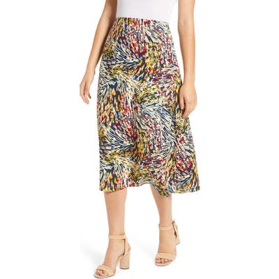 Loveappella Print Midi Skirt, Blue