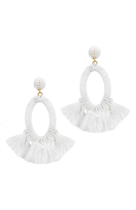 Beaded Fringe Drop Earrings