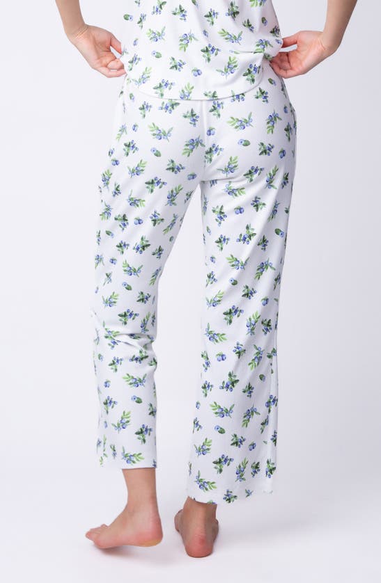 Shop Pj Salvage Blueberry Print Pointelle Crop Pajama Pants In Ivory