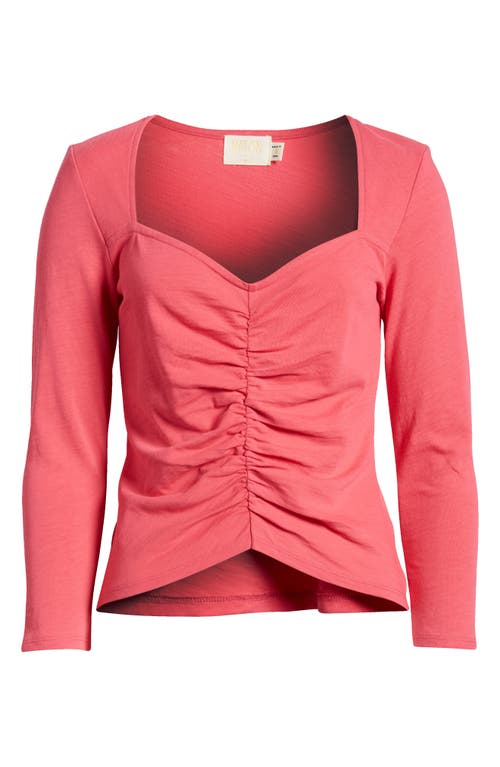 Shop Nation Ltd Mikaela Ruched Cotton Top In Pink Flambe