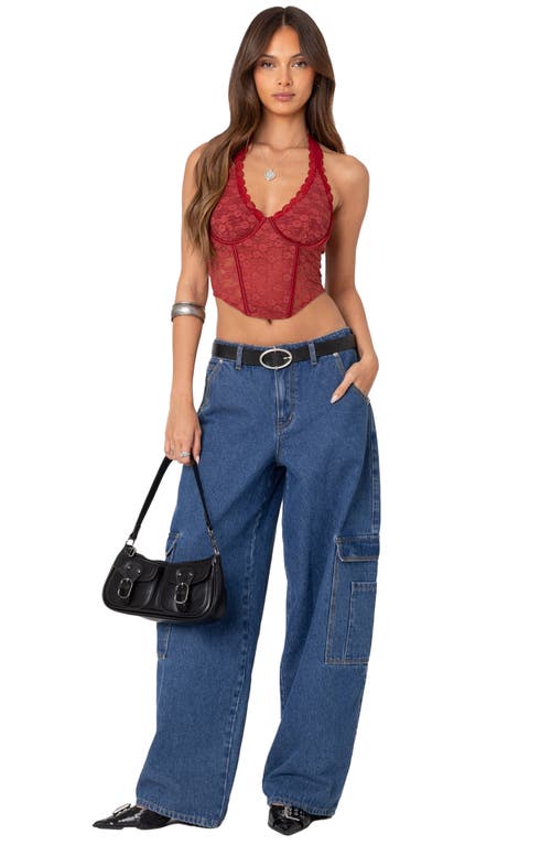 EDIKTED EDIKTED CHICA UNDERWIRE LACE CROP HALTER TOP