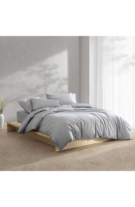Calvin Klein Washed Percale Duvet & Shams Set In Light Grey