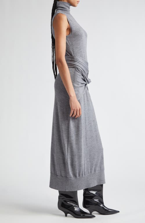 Shop Totême Toteme Twist Detail Sleeveless Merino Wool & Silk Turtleneck Sweater Dress In Grey Melange