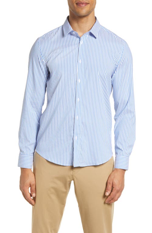 Men's Motive Stripe Stretch Dress Shirt in Blue Stripe