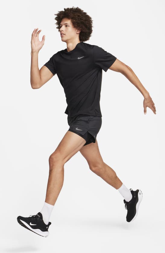Nike Men's Stride Dri-fit 5" 2-in-1 Running Shorts In Black/ Black/ Black