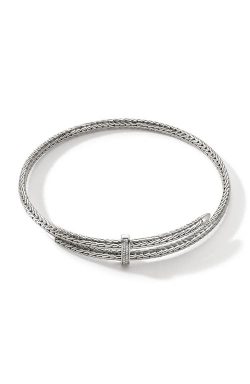 Spear Coil Diamond Choker Necklace in Silver