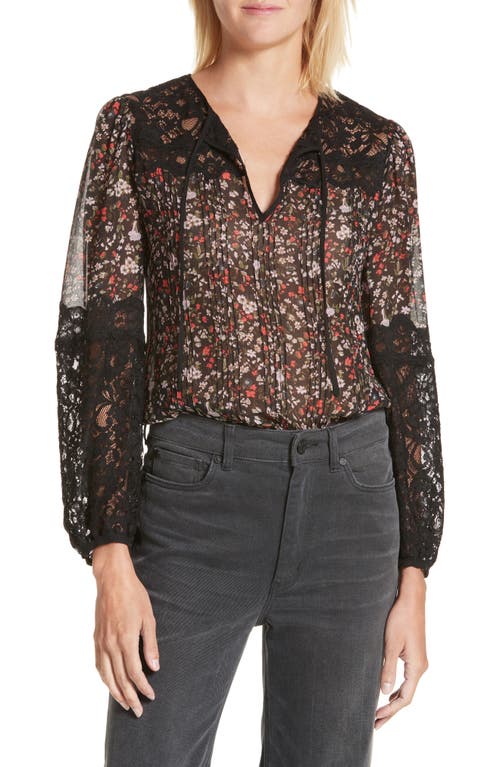 Rebecca Taylor Lyra Lace Top in Black Combo at Nordstrom, Size 6