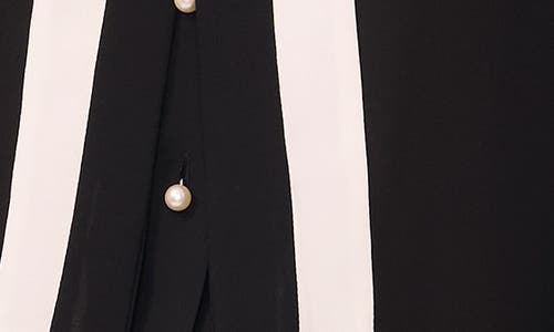 Cece Tie-neck Button-up Shirt In Rich Black