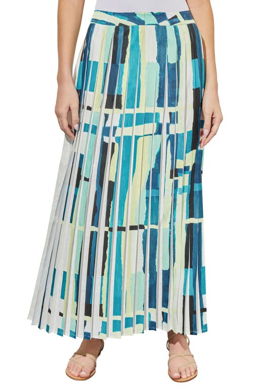 Ming Wang Abstract Print A-line Skirt In Berm/lim/whb