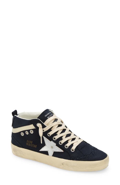 Golden Goose Mid Star Sneaker In Navy/silver