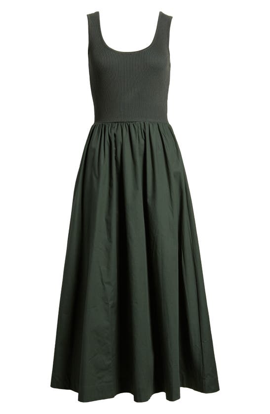 Shop Moon River Ribbed Bodice Maxi Dress In Dark Green