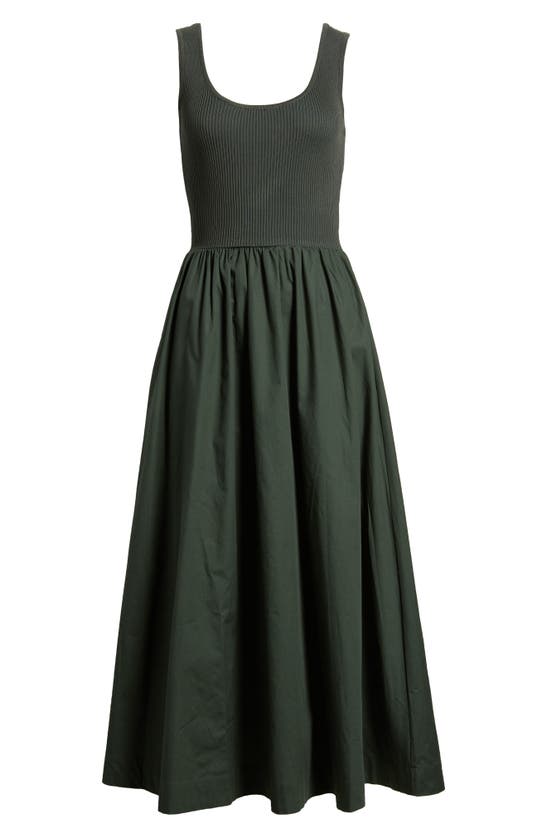 Shop Moon River Ribbed Bodice Maxi Sundress In Dark Green