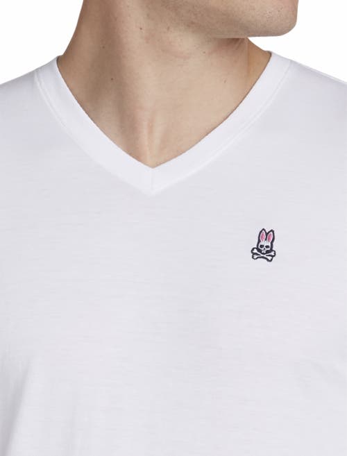 Psycho Bunny Logo V-neck T-shirt In White