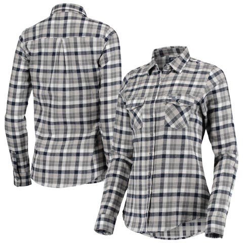 Men's Antigua Black/White San Francisco Giants Ease Flannel Button-Up Long Sleeve Shirt Size: Small