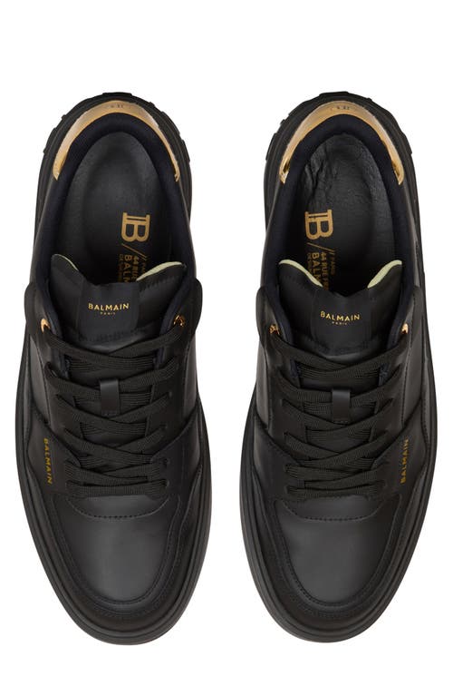 Shop Balmain B-court Flip Calfskin Low Top Sneaker In Black/gold