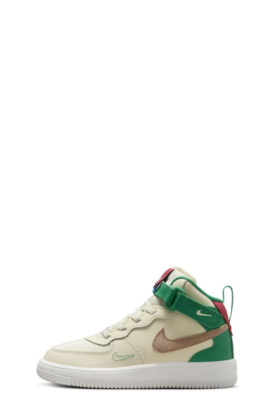 Shop Nike Kids' Air Force 1 Easyon Mid Se Sneaker In Coconut/ Pink/ Green/ Hemp