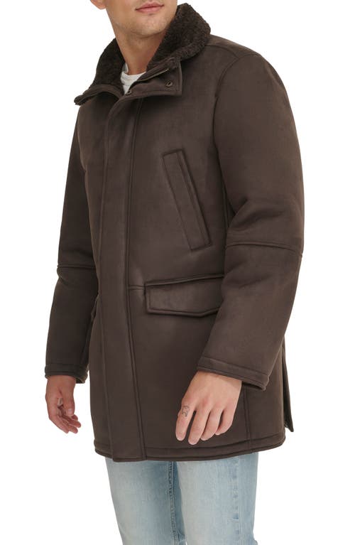 Shop Dockers ® Faux Shearling Walking Coat In Dark Brown