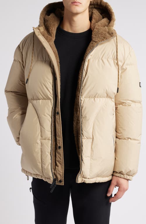 Shop Ugg(r) Shasta Genuine Shearling 700 Fill Power Down Jacket In Mustard Seed/antelope