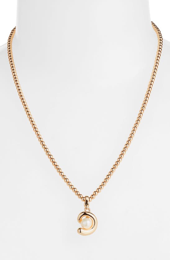 Shop Jenny Bird Daphne Imitation Pearl Pendant Necklace In High Polish Gold/pearl