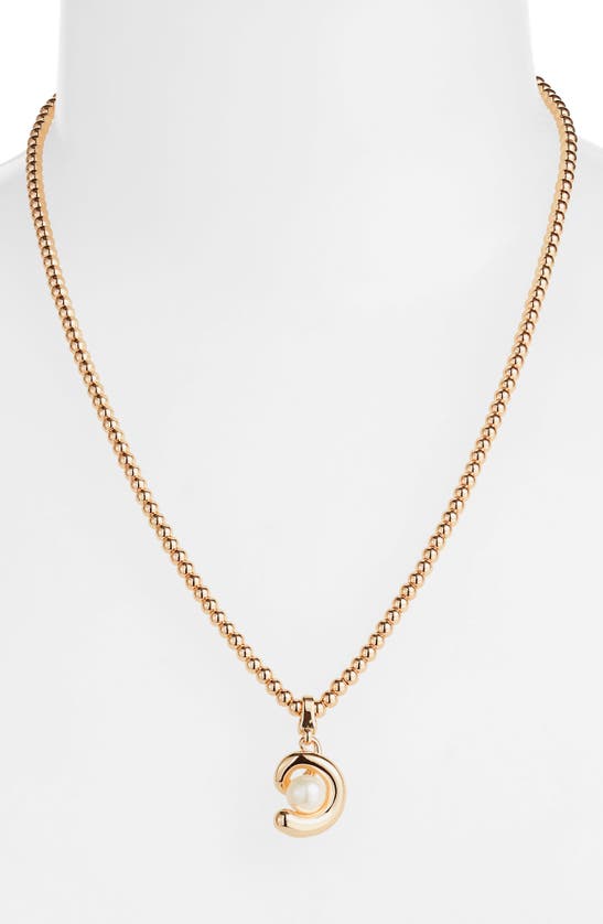 Jenny Bird Daphne Imitation Pearl Pendant Necklace In High Polish Gold/pearl