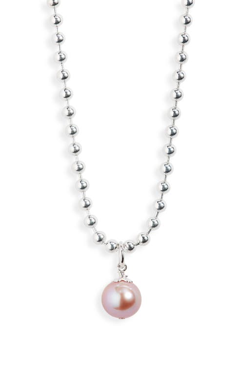 Ball Freshwater Pearl Pendant Necklace in Silver