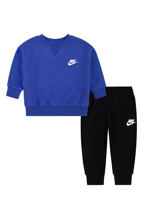 Nike Little Girls 2T-7 Long Sleeve Crew Neck Pullover Graphic Fleece Top  and Jogger Pants Set