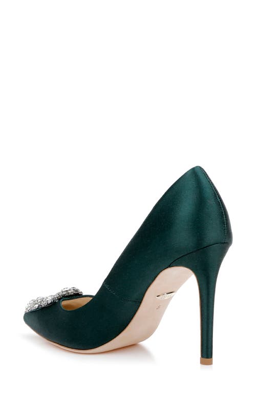 Shop Badgley Mischka Collection Cher Crystal Embellished Pump In Green Satin