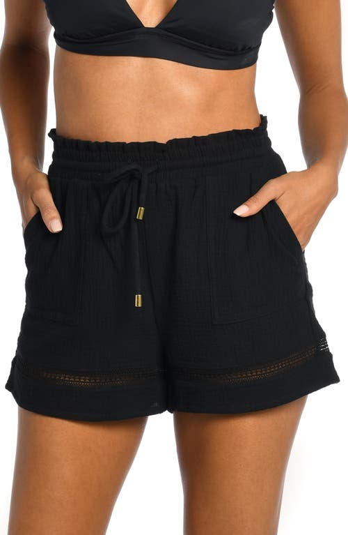 Beach Cotton Cover-Up Shorts in Black