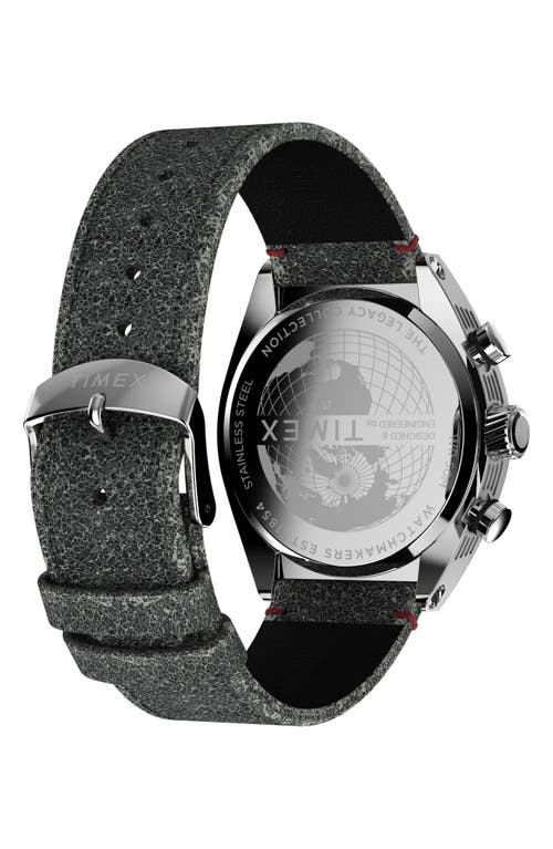 Timex ® Legacy Tonneau Chronograph Leather Strap Watch, 42mm In Black