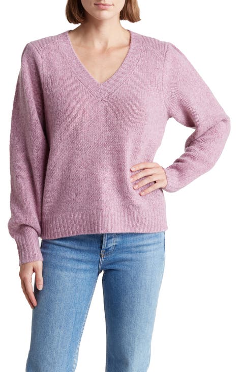 Sweaters for Women Solid Ribbed Knit Drop Shoulder Sweater (Color : Lilac  Purple, Size : one_Size) : : Clothing, Shoes & Accessories