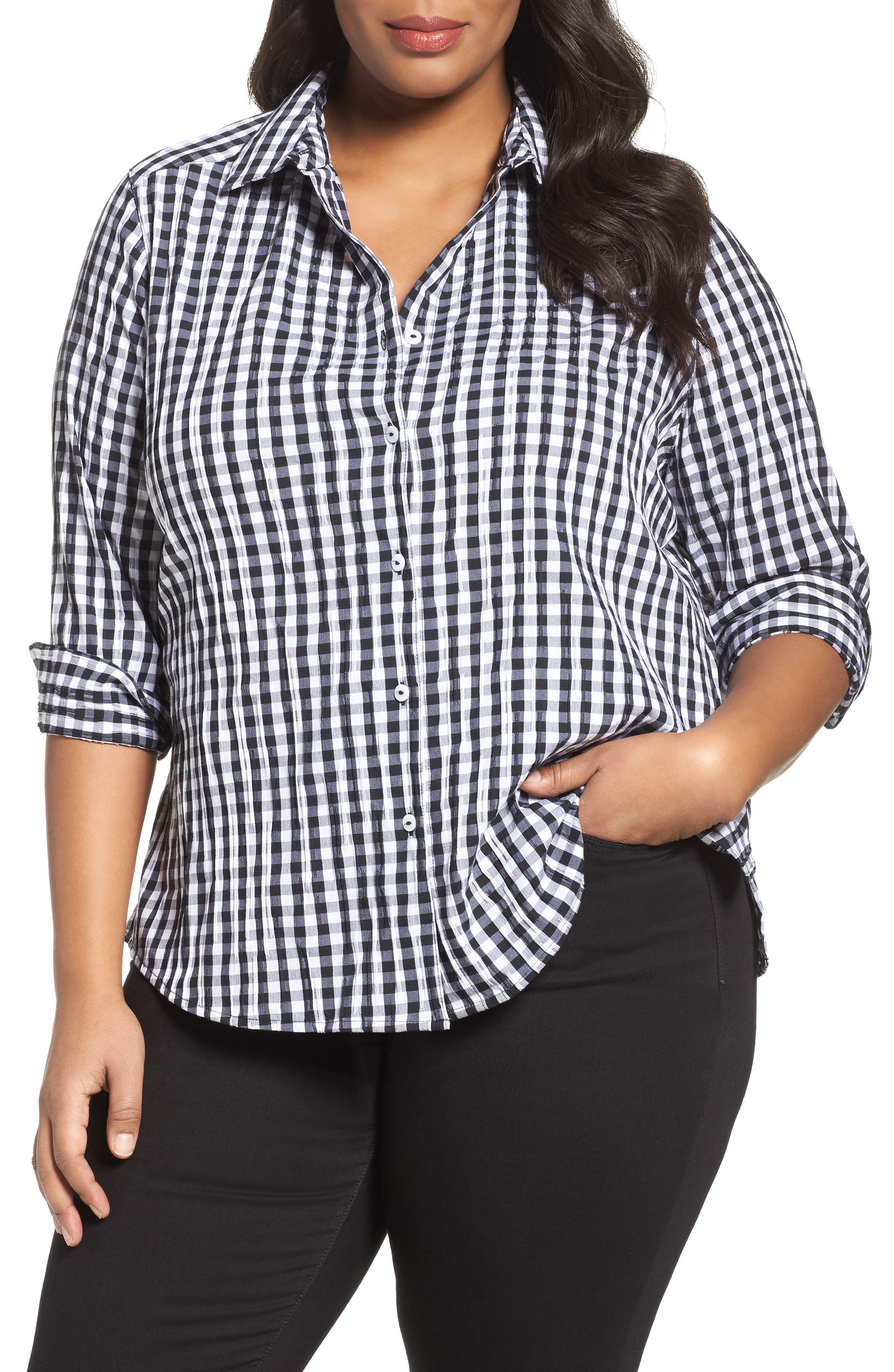 gingham shirt plus size