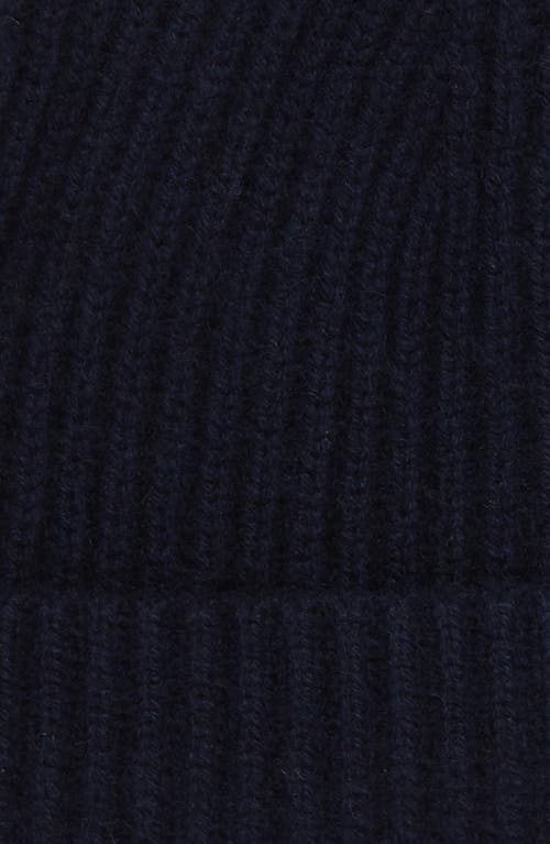 Andrew Stewart Cashmere Ribbed Beanie In Navy