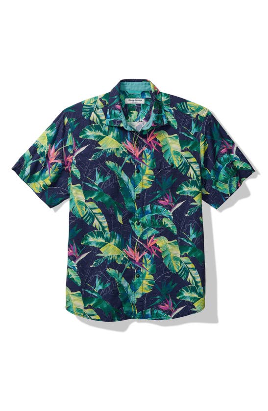 Shop Tommy Bahama Nova Wave Sunnyvale Blooms Short Sleeve Seersucker Button-up Shirt In Blue Jean