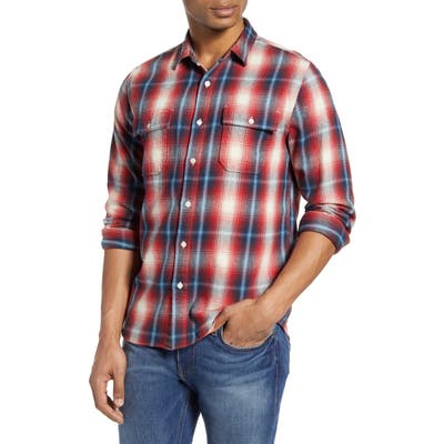 Frame Slim Fit Plaid Button-Up Shirt, Red