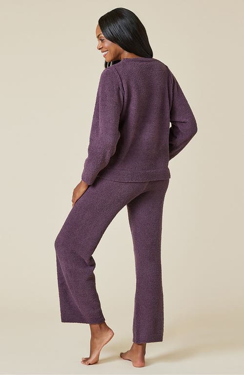 Softies Solid Marshmallow Reverse Seam Crew Neck Lounge Set With Bracelet Sleeve In Fig