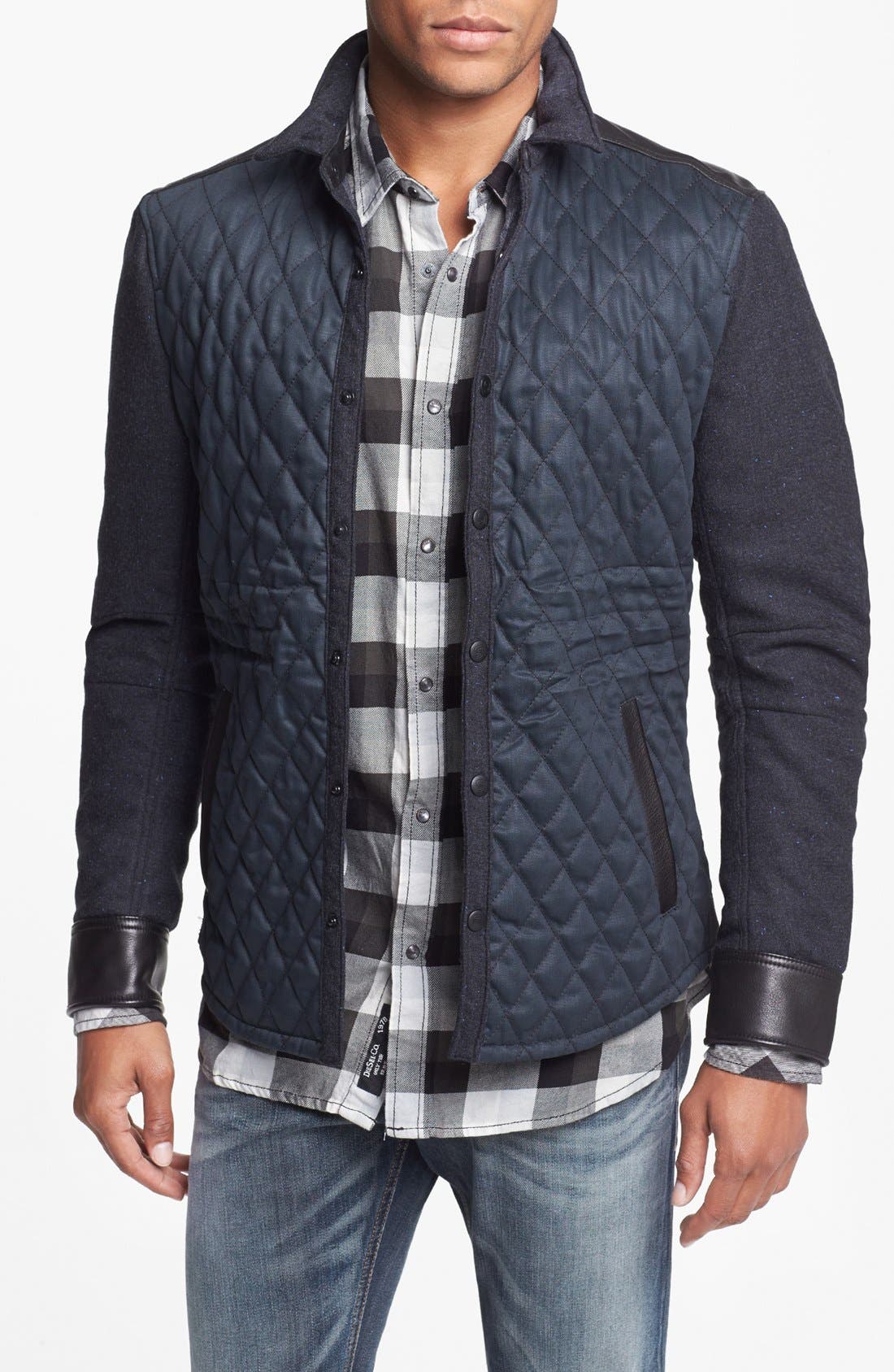 Rogue Quilted Jacket with Wool Sleeves and Leather Trim Nordstrom