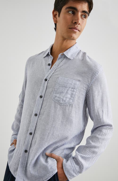 Shop Rails Connor Stripe Linen Blend Button-up Shirt In Denim White Railroad