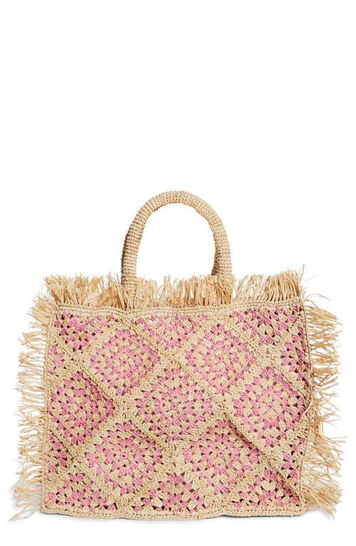 Shop Eilaf Najoom Crochet Raffia Tote In Pink