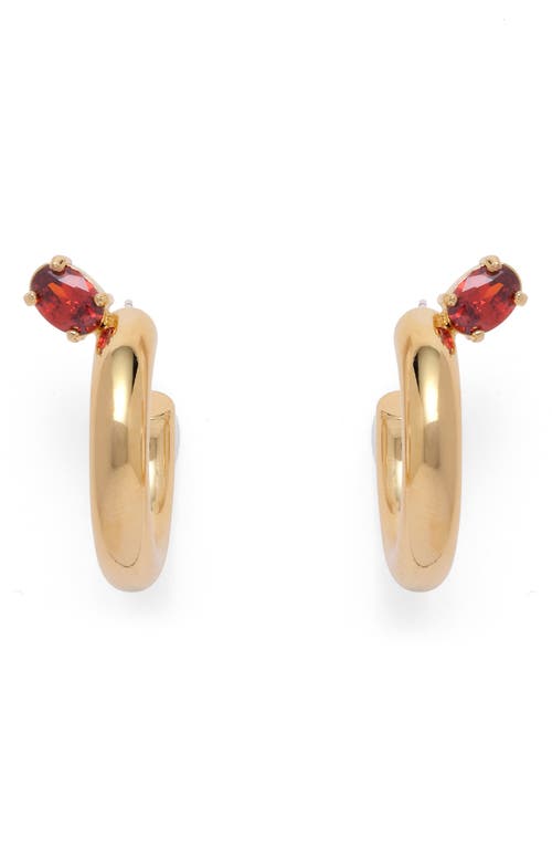 Lady Grey Tilt Hoop Earrings In Gold/red