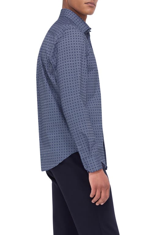 Shop Bugatchi James Ooohcotton® Check Print Button-up Shirt In Navy