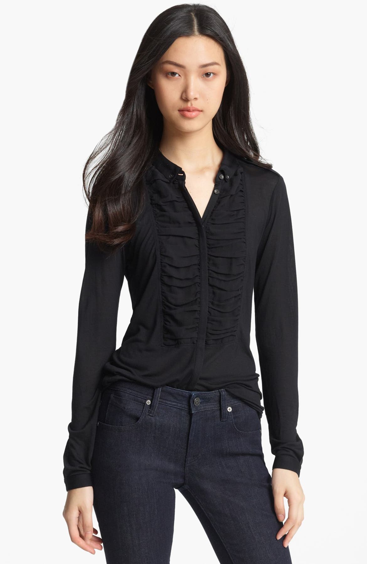 Burberry Brit Mixed Media Blouse | Nordstrom