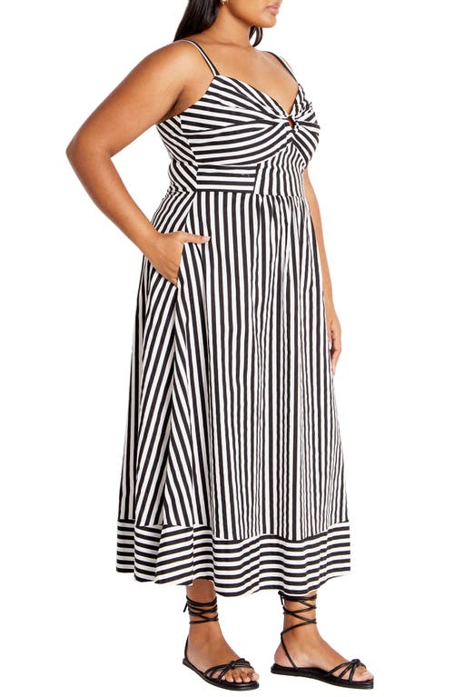 Shop City Chic Zaya Stripe Sleeveless Midi Dress In Black Stripe