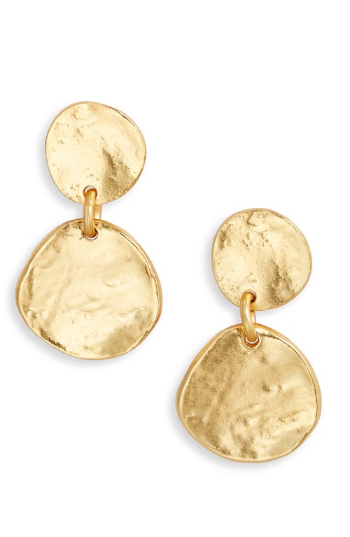 Medallion Disc Drop Earrings in Gold