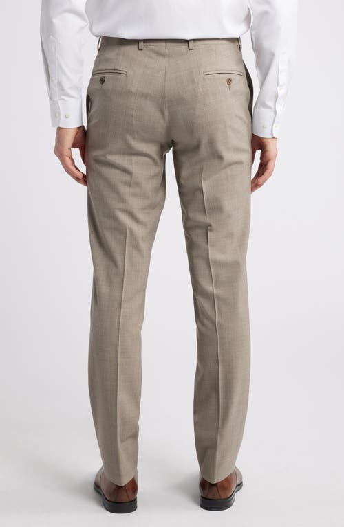Jack Victor Patrick Flat Front Stretch Wool Dress Pants In Taupe