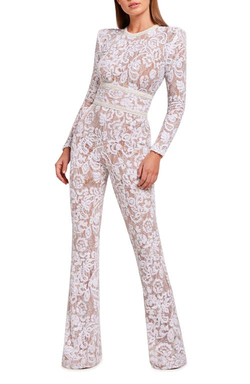 Bella Long Sleeve Lace Jumpsuit in White