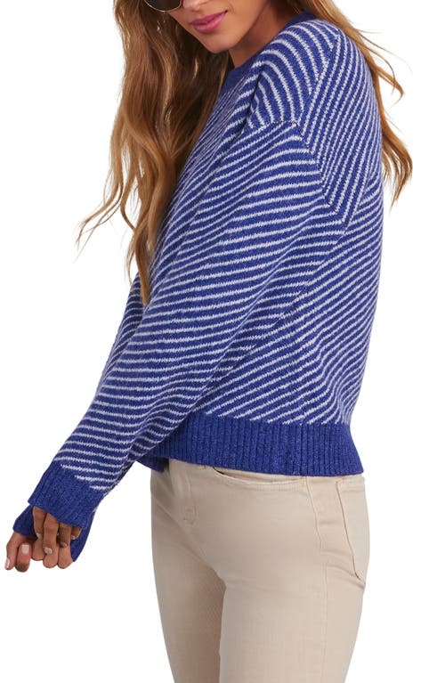 Vici Collection Mallory Stripe Crewneck Sweater In Violet