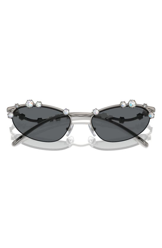 Shop Swarovski 56mm Oval Sunglasses In Gunmetal