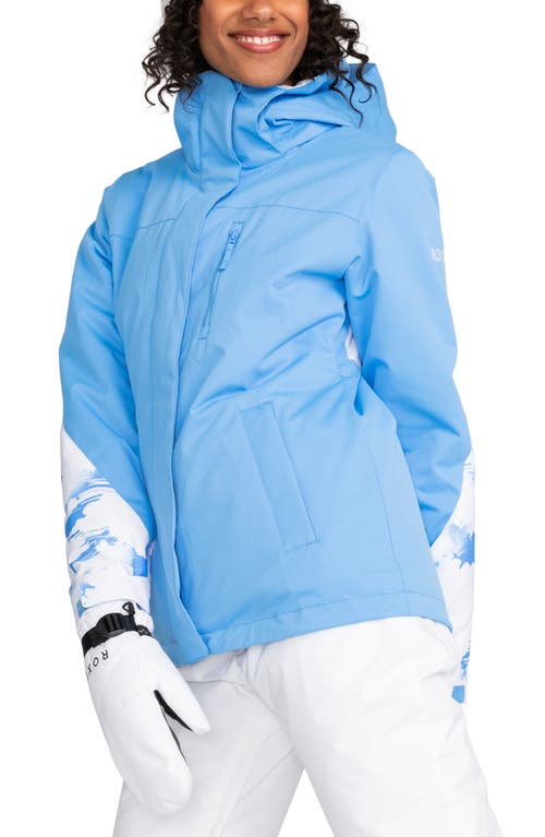 Jetty Block Durable Water Repellent Hooded Technical Snow Jacket in Clouds