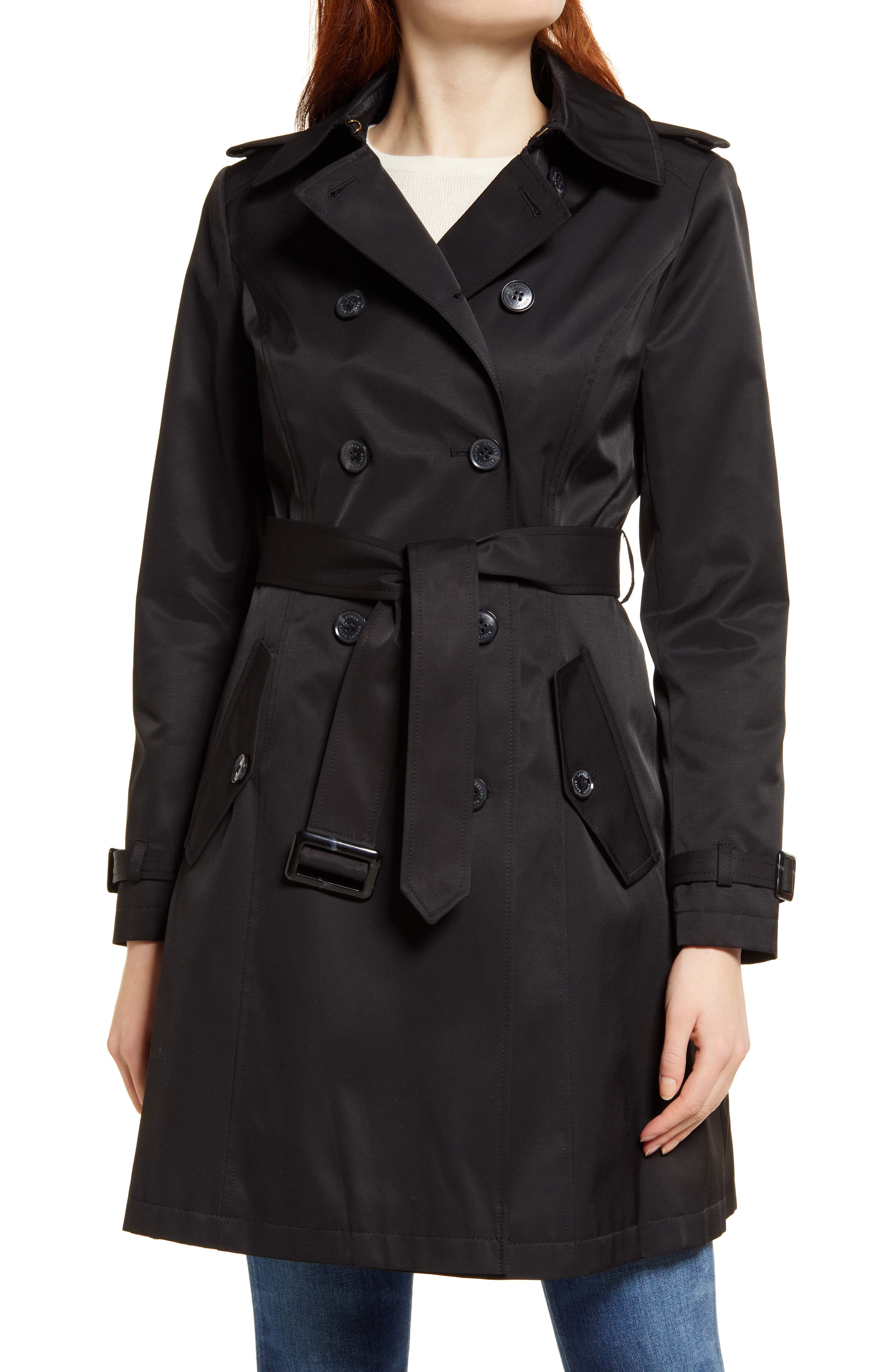Double Breasted Cotton Blend Trench Coat