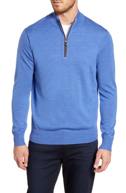 Peter Millar Crown Soft Wool Blend Quarter Zip Sweater In Liberty Blue